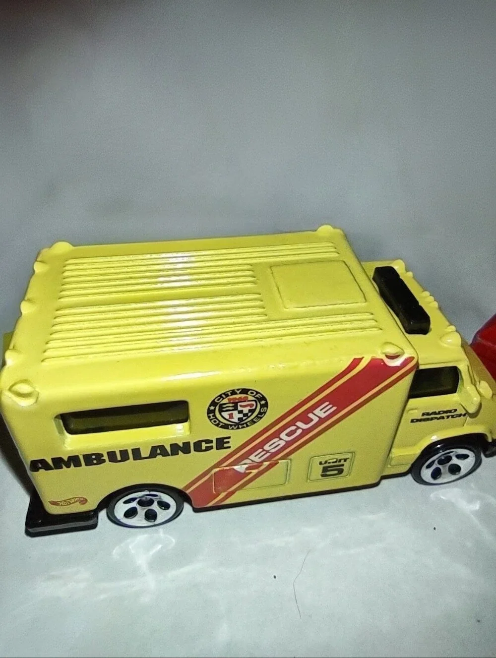 Yellow Hot Wheels Ambulance & Collectible Red Matchbox Fire Truck Diecast Toys